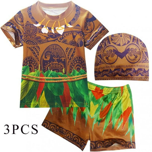 3Pcs Moana Maui Tatuaje Camiseta Para Nino Pantalones Cortos Conjunto Completo Traje De Natacion De Halloween Disfraz De Cosplay Ninos Ropa Walmart en linea