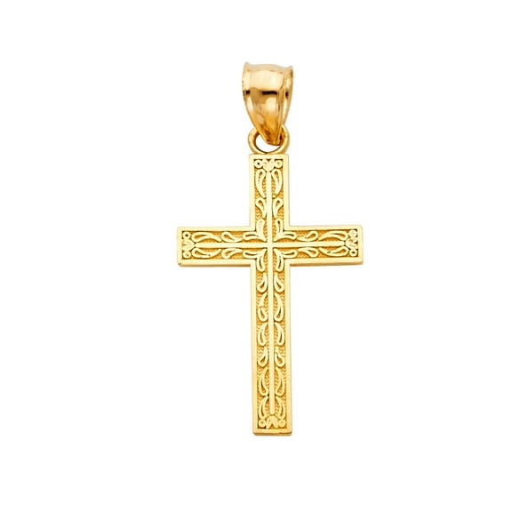 14k Yellow Gold Ornate Filigree Cross Pendant Christian Vintage Victorian Charm Jewelry Female