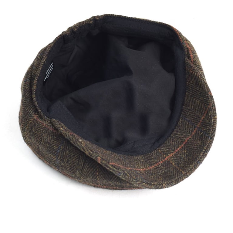 Plaid Beret Bucket Hat Lady Faux Wool Plaid Bucket Hat Warm Retro Bowknot Beret Hat  main image 3