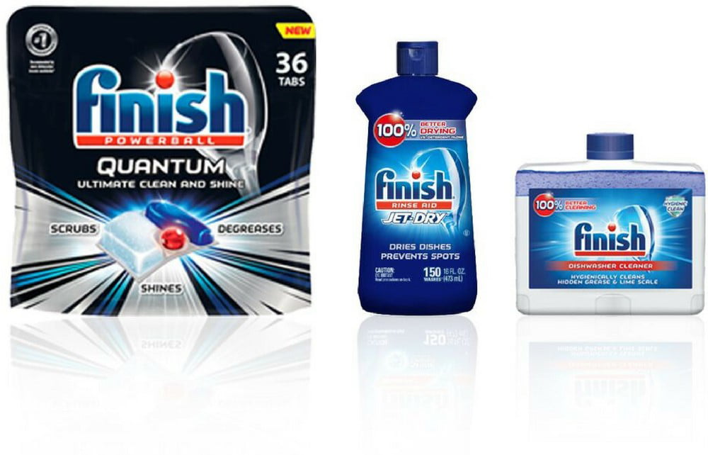 Finish Perfect Wash Value Pack with Dishwasher Detergent Tabs (36 ct), Finish Rinse Aid (16oz), & Finish Dual Action Di