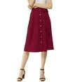 thumbnail image 2 of Unique Bargains Women's Button Front High Waist Belted Midi A-Line Skirt, 2 of 7
