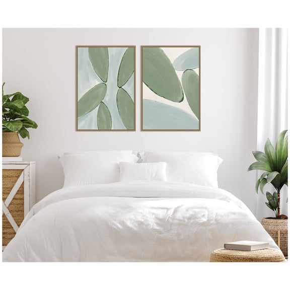 Kate and Laurel Natural Forms 01 & 02 2 Piece Framed Canvas Wall Art Set by Gabrielly Guedes, Sylvie Dark Gold Modern Contemporary, Abstract Art for Wall Decor
