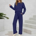 thumbnail image 2 of Women 2 Piece Outfits Casual Wide Leg Pants Long Sleeve Crew Neck Sweatshirt Set,Leisure Travel Clothes Sweatsuits,Pajama Set for Women,Size:XXL, 2 of 5