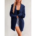 thumbnail image 6 of Women Oversized Chunky Knit Open Front Cardigan Sweater Button Up Rib Knitted Sweater Jacket Fall Dark Blue L, 6 of 9