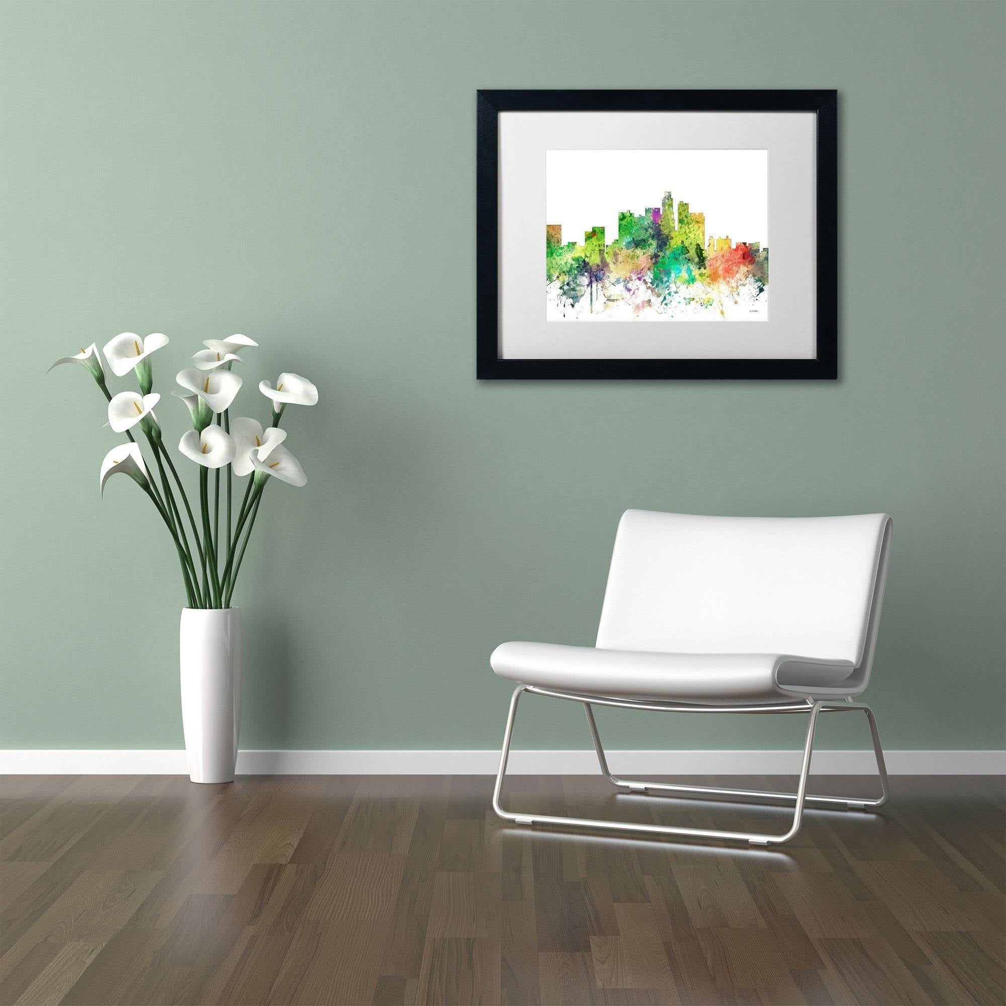 Trademark Fine Art "Los Angeles California Skyline SP" Canvas Art by Marlene Watson, White Matte, Black Frame