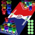 thumbnail image 1 of Juego de tapetes de mesa Glowing Beer Pong Noveltymeme, 180 x 58 cm, con tazas LED, 1 of 7