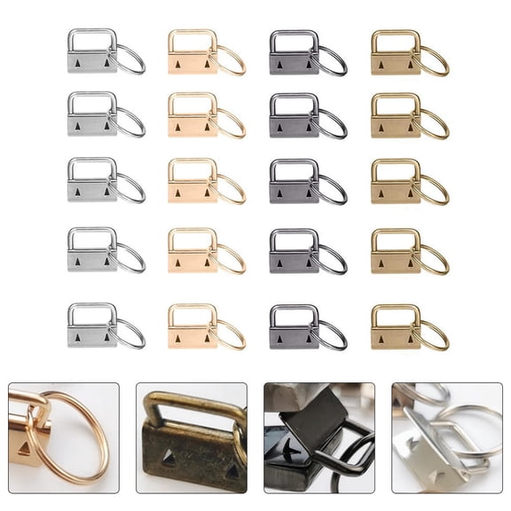 WESIEVYA 20Pcs Assorted Color Keychain Fob Hardware Kit for DIY Crafting with Key Ring