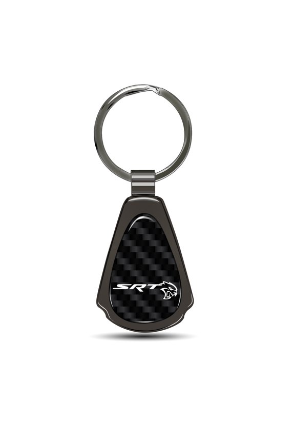 Dodge SRT Hellcat Real Carbon Fiber Gunmetal Black Metal Teardrop Key Chain