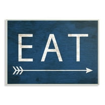 Stupell Industries Eat With Arrow Blue Typography Painting Unframed Art Print Wall Art, 13 x 19