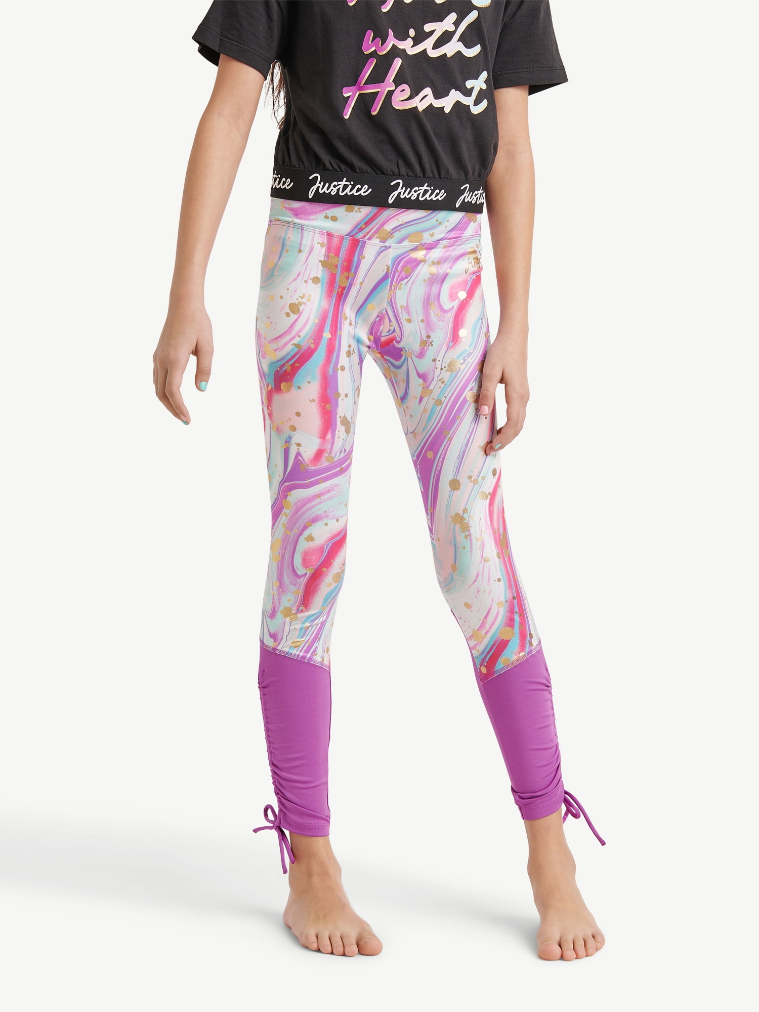 Justice Girls Dance and Gymnastic Marble Print Leggings, Sizes XSXL