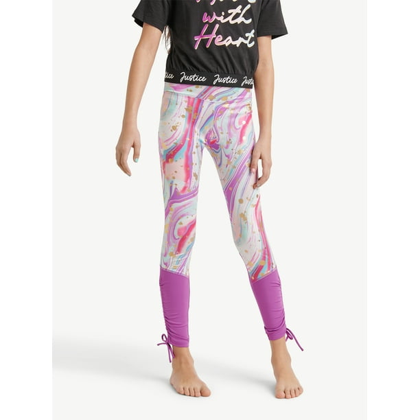 Justice Girls Dance and Gymnastic Marble Print Leggings, Sizes XSXL