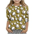 thumbnail image 2 of Baseball Graphic Tees Girls 3/4 Sleeve Tops Trendy Casual Cute Crewneck Kids Tshirts Toddler Girl Clothes Y2K Fall Fashion Tees Workout Gym Outfits, Size 3-12, 2 of 5