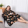 thumbnail image 5 of Oversized Wearable Blanket Hoodie,Brown Mushroom Pattern Black Pattern Sherpa Blanket Hoodie with Super Pockets,Super Warm Fuzzy Pullover for Women & Men, 5 of 6