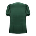 thumbnail image 5 of ClodeEU Women's Henley Neck Puff Sleeve T-Shirt,Casual Button Down V Neck Blouse,Soft Short Sleeve Top for Everyday Wear Green,Women's Plus XXL, 5 of 6