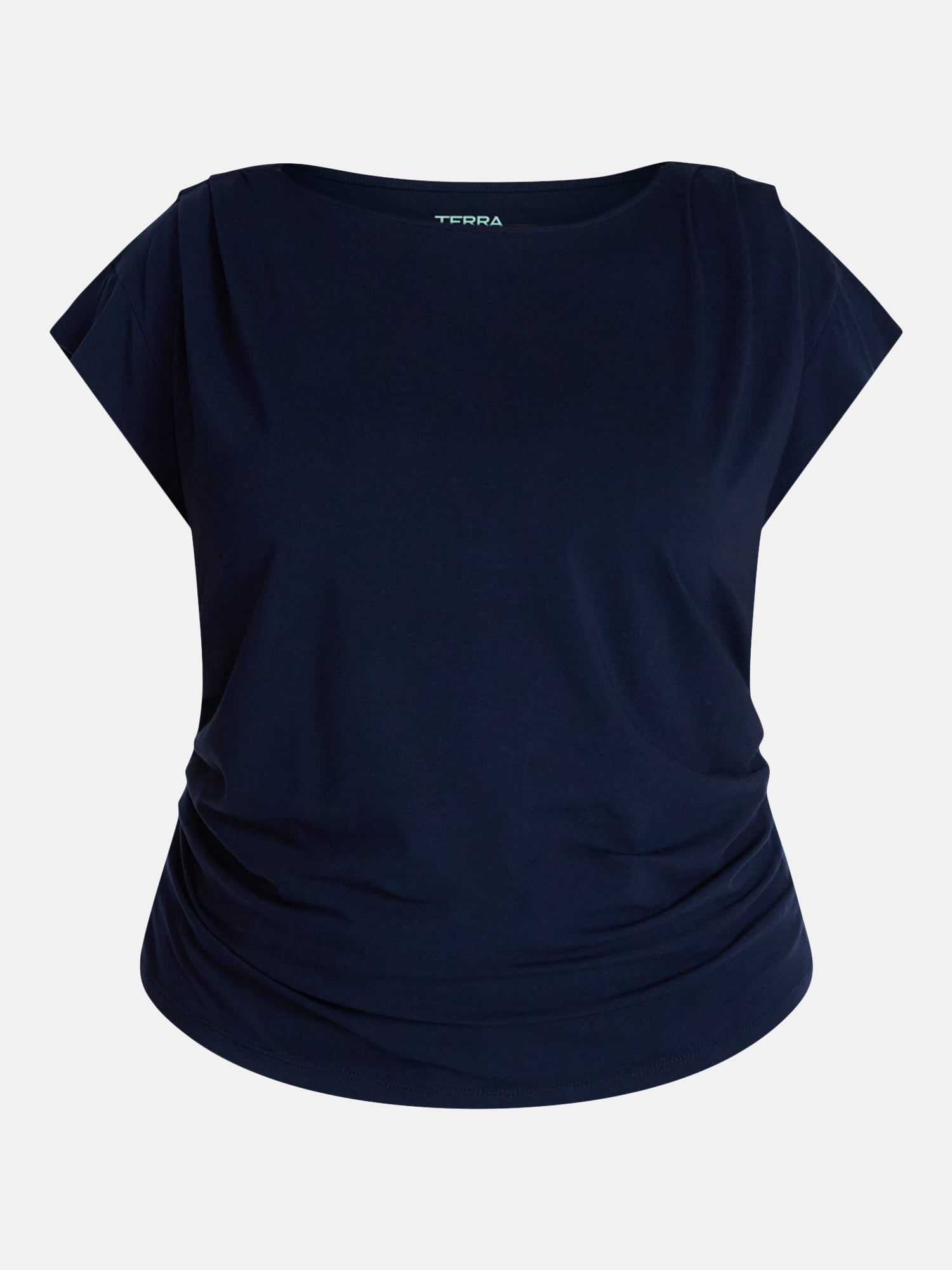 Terra & Sky Women’s Plus Pleated Shoulder Top with Short Sleeves, Size 0X-5X