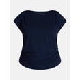 thumbnail image 5 of Terra & Sky Women’s Plus Pleated Shoulder Top with Short Sleeves, Size 0X-5X, 5 of 5