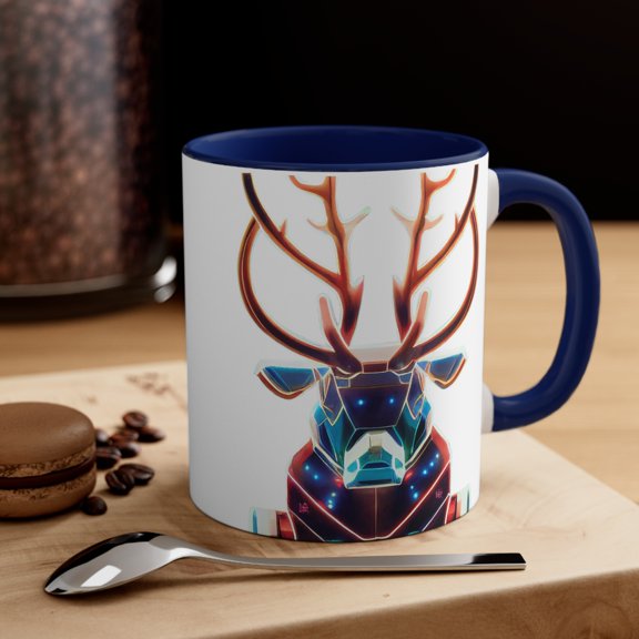 Cyber Reindeer, Accent Coffee Mug, 11oz
