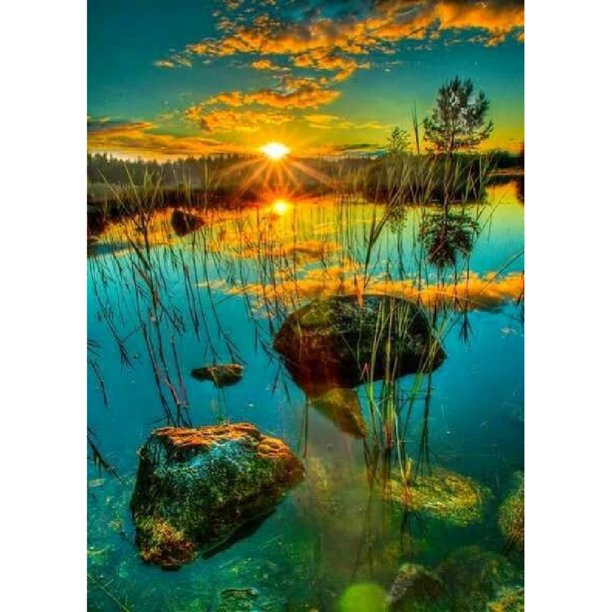 Pintura de diamante (DE1435) Redondo 5D DIY Amanecer bordado Artesanía de diamantes de imitación (WT047) 50x70cm Hugtrwg Para estrenar