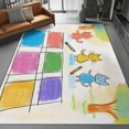 thumbnail image 3 of Area Rugs Cartoon Cat Checkered Painting Stain Resistance, 8 X 10 ft Machine Washable Non-Slip Carpet for Living Room Bedroom Office, Light Pet Friendly Indoor & Outdoor Rug, 3 of 7