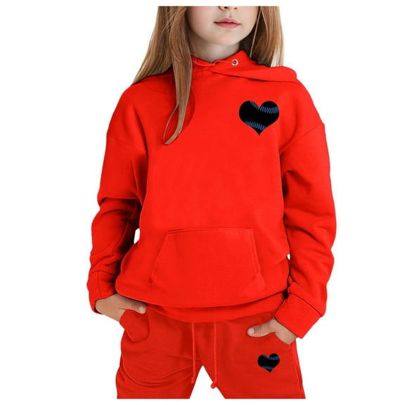 Kids Kids Toddler Sweatsuit,2 Piece Long Sleeve Red Hoodie Jogger Set Warm Fall Winter Clothes Boys' Tracksuits 4-5 Years Cute Boys Girls Clothing