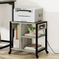 thumbnail image 1 of Support d'Imprimante de Bureau Amovible avec Station de Recharge, Chariot d'Imprimante à 3 Niveaux sur Roulettes sous le Bureau avec Tablette de Rangement et Roues, 1 of 5