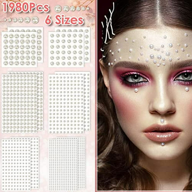  12 Sheets Hair Gems Self Adhesive Pearls Stickers for Makeup  Eyes Face Gems 4mm/5mm/6mm/8mm/10mm Pearls Stickers Bling Gems Jewels  Stickers for Crafts, Home Decor Scrapbooking, 840 Pcs
