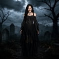 thumbnail image 3 of Women's Gothic Style Long Sleeve Dress Slim Fit Stage Performance For Evening Party Cosplay Attire, 3 of 5
