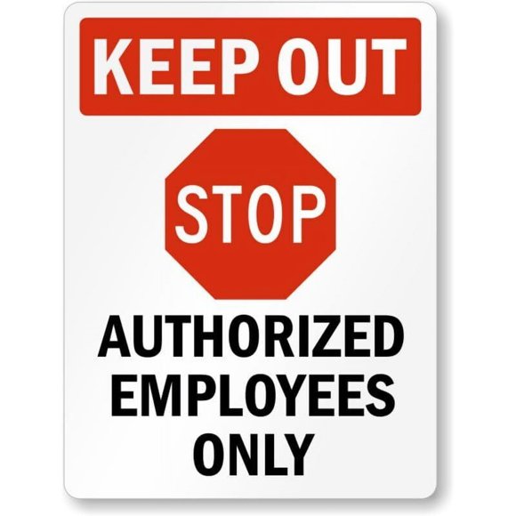 Size: 16" x 12" - Authorized Employees Only Danger Weatherproof Metal Sign