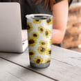 thumbnail image 4 of 20 Oz White Sunflower Coffee Tumbler Double Wall Insulated Stainless Steel Water Bottle | Metal Reusable Thermoses Flask with Cup Cap | Leak & Sweat Proof with Anti-Dust Lid, 4 of 7