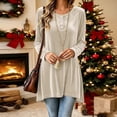 thumbnail image 7 of Karymi Solid Velvet Tunic Womens Tops, Crew Neck Half Button Long Sleeve Loose A-line Hem Pullover, 7 of 7