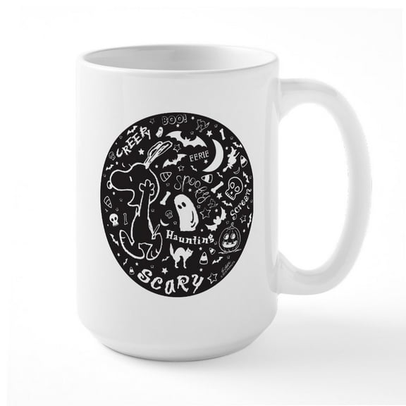 CafePress - Snoopy Scary Halloween - 15 oz Ceramic Large White Novelty Mug
