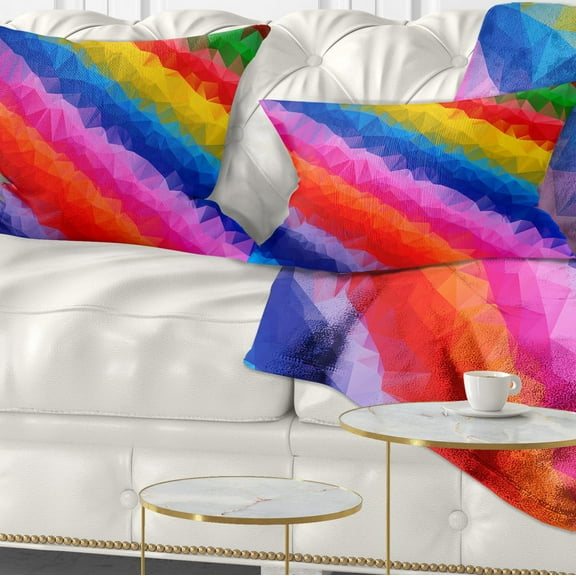 Designart Multi Color Polygonal Pencils - Abstract Throw Pillow - 12x20