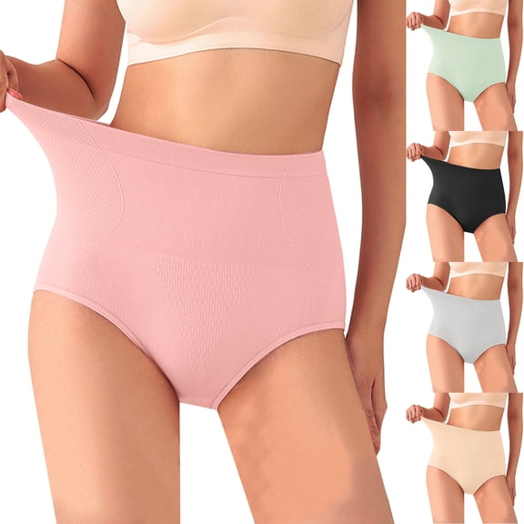 GEWSEY Women Shapewear Tummy Control Underwear,High Waisted Body Shaper Panties,Seamless Brief Girdle Panty for Women (Pink, M)