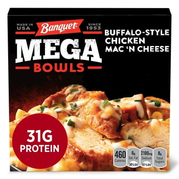 Banquet Mega s Buffalo-Style Chicken Mac 'N Cheese Frozen Meal, 14 oz (Frozen)