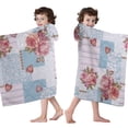 thumbnail image 4 of Pioneer Flower Floral Print Pattern Hooded Bath Towel，60"x35" for Ages 3 To 12 Kids, Quick Dry Lightweight Soft Microfiber Hood Beach Towel Cover Up for Kids, 4 of 7