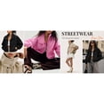 thumbnail image 4 of Oversized Bomber Jacket Women Stand Collar Windbreaker Polyester Fall Utility Coat, 4 of 6