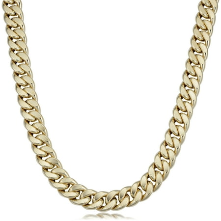 - 14k Yellow Gold Miami Cuban Curb Hollow Link Mens Necklace, 22