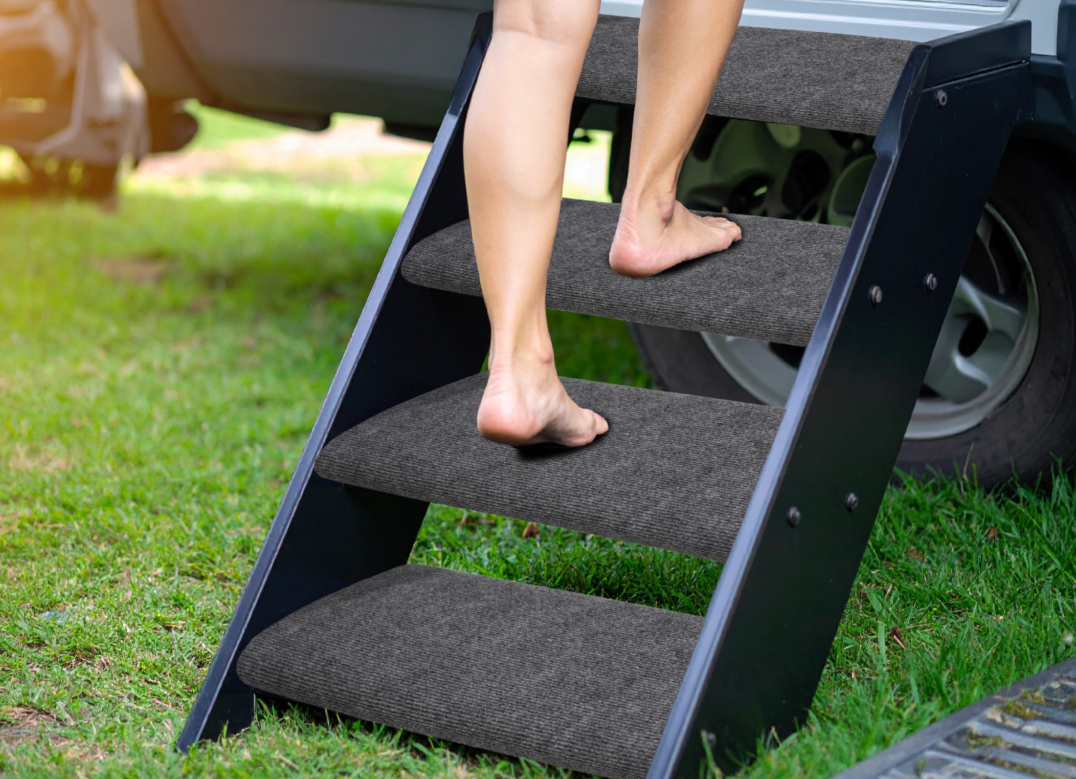 Auto Drive Gray RV Step Mat 18x18 Inches for Outdoor Use