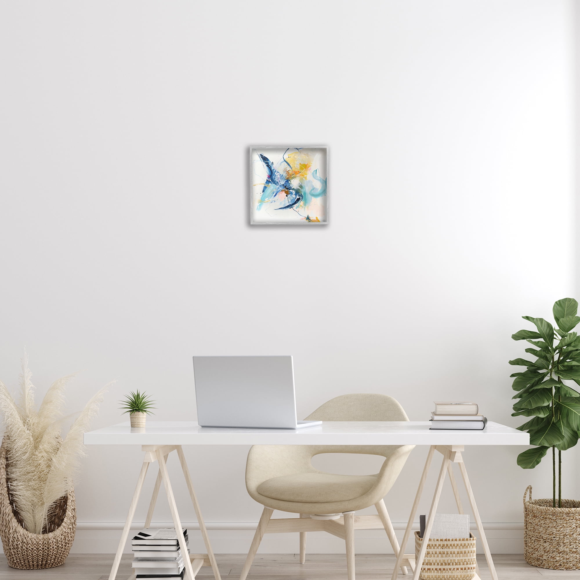 Confident Blue Abstraction Gray Framed Giclee Art, design by Design Fabrikken