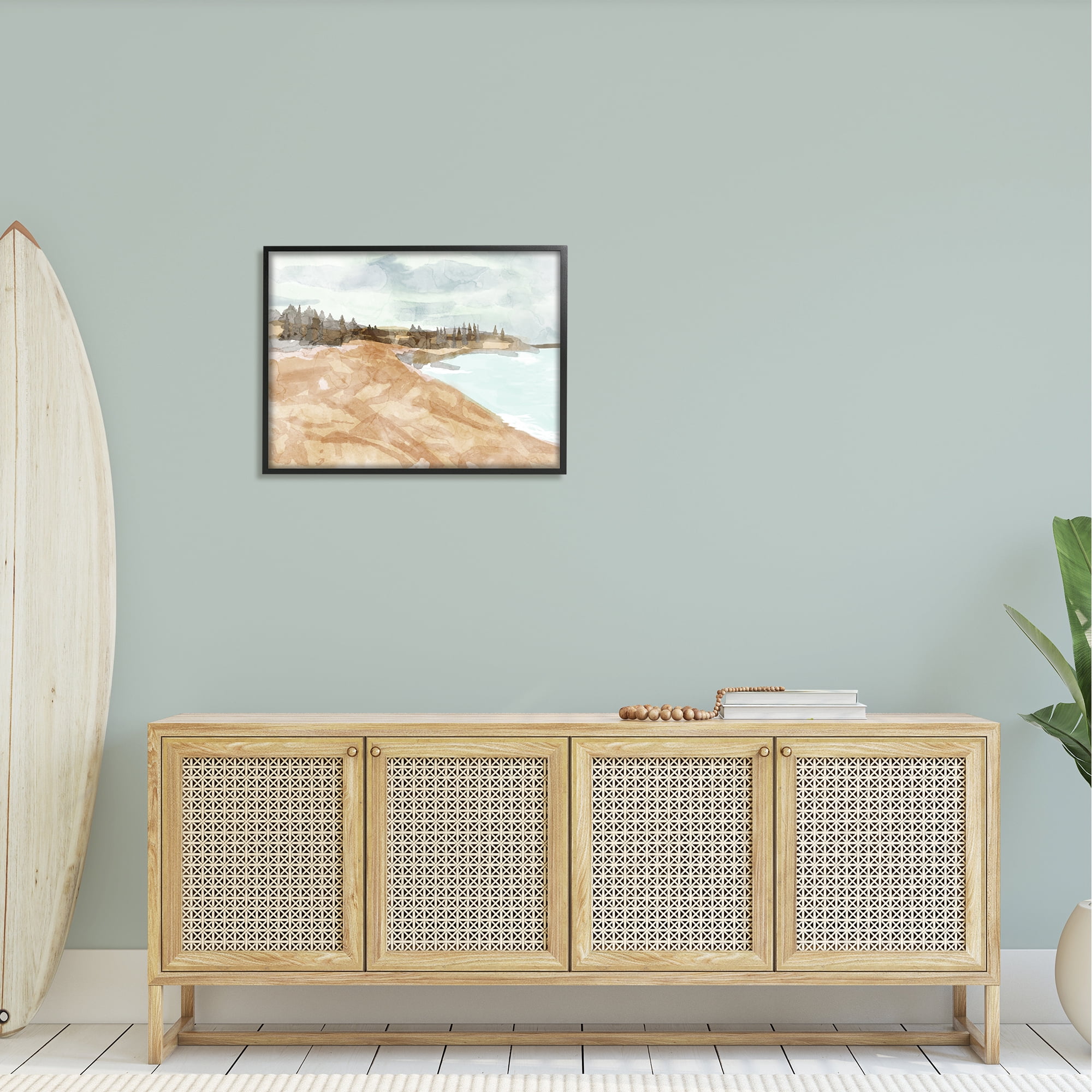 Stupell Abstract Sandy Beach Coastal Landscape Landscape Painting Black Framed Art Print Wall Art