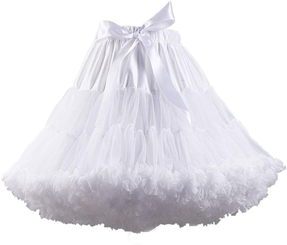jin＆Co Womens Elastic Waist Petticoat Puffy Tutu Tulle Skirt Princess Ballet Dance Underskirt