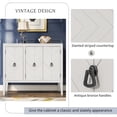 thumbnail image 6 of EUROCO 37" Retro Strip Accent Cabinet, Solid Wood Pine Sideboard Cabinet with Adjustable Shelf, bronze handles for Entryway, Living Room, Bedroom, Cream White, 6 of 8