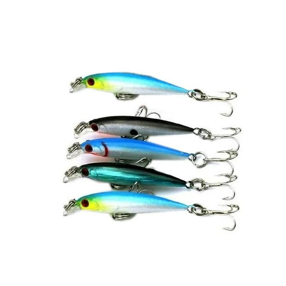 Peces Plástico ABC FishyGreen 5Pzas 5.5cm Color al Azar Anzuelo Plástico ABS.