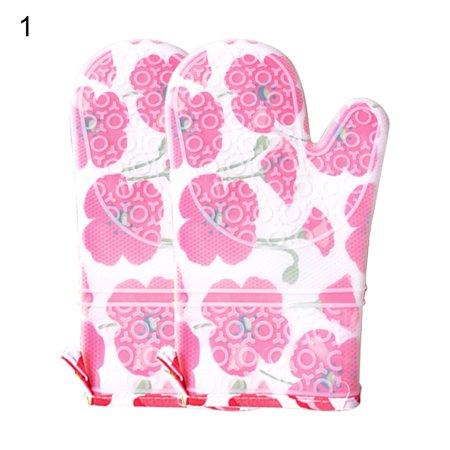 

Meizhencang 1 Pair Oven Mitts Elastic Double Layer Heat Resistant Non-slip Silicone Cotton Kitchen Mittens for Cooking
