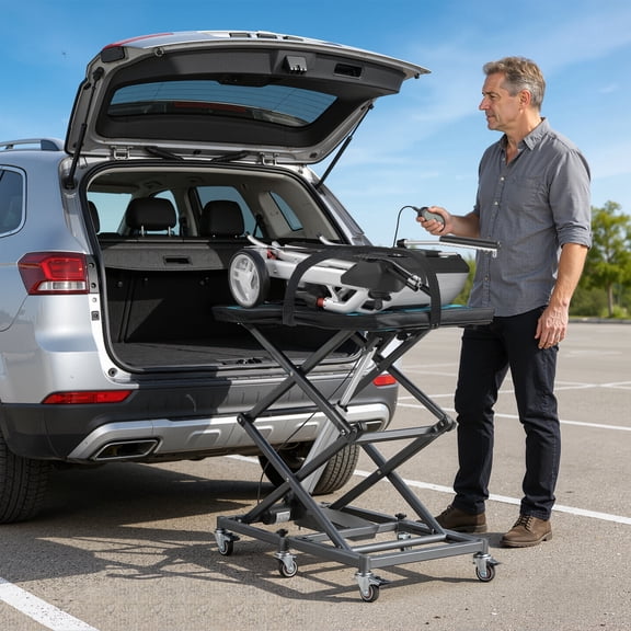 Hemoton Foldable Power Wheelchair Lift for Vehicle with 360 Degree Wheels in Black