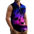 thumbnail image 5 of Erwazi Men's Hawaii Printed Lapel Button Down Vest Sleeveless Collared Beach Casual Summer Top with Chest Pocket, 5 of 6