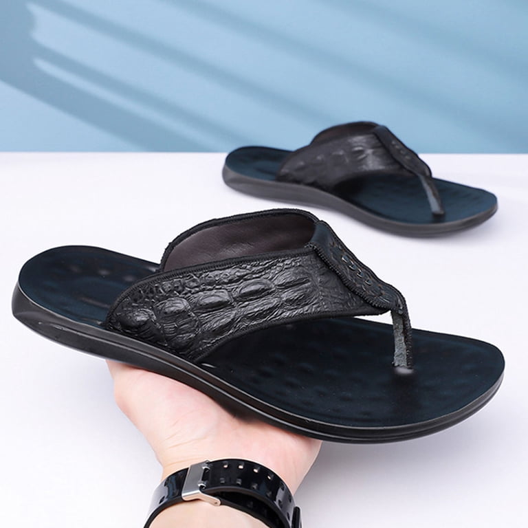 Mens Flip Flops Thong Sandals Arch Support Beach Slippers 