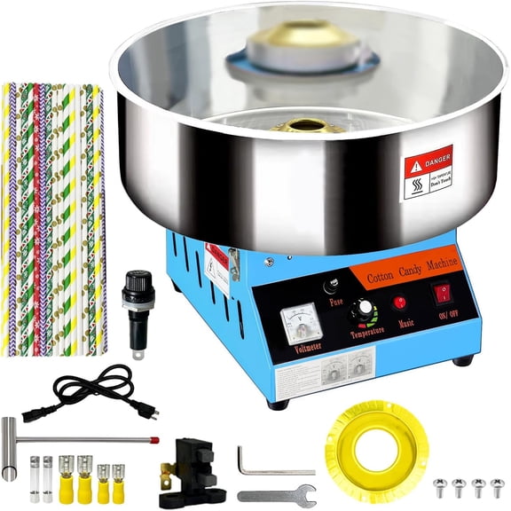 Commercial Cotton Candy Machine - Heavy Duty Candy Floss Maker with 1080W Power, 2.2L Bowl, and 3 Speed Settings, Perfect for Parties, Events, and Business Use (Blue)