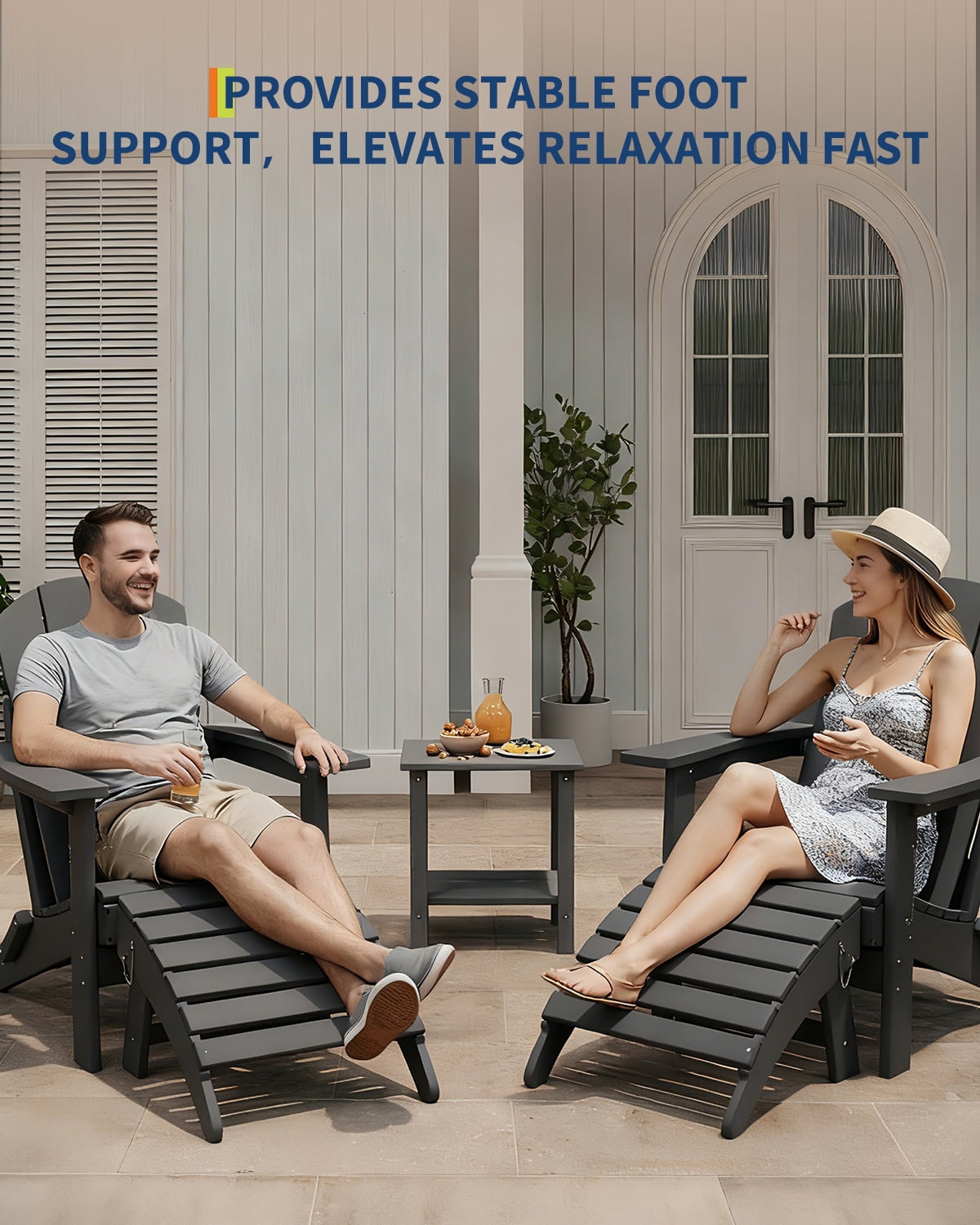 Soonbuy Folding Adirondack Ottomans, HDPE Outdoor Foot Rest for Adirondack Chair, All-Weather Patio Ottoman for Deck, Lawn, Porch and Poolside