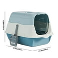 thumbnail image 3 of HOARBOEG 19.69*13.39*12.99in Enclosed Litter Box Low Entry Senior Cat Litter Box Anti Splash Anti Diffusion Kitty Litter Pan Extra Large, Blue, 3 of 7